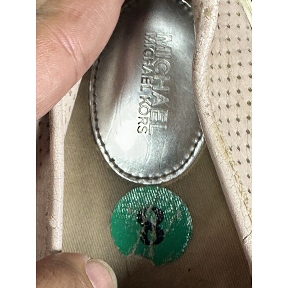 Michael Kors Keaton Perforated Slip-On Sneakers in Soft Beige Leather Size 8 - Picture 9 of 10